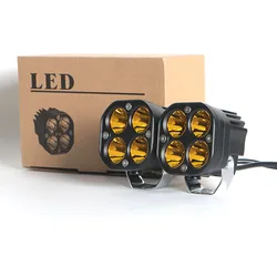 Phares antibrouillard LED blancs et jaunes de 3 pouces, lampe de travail carrée pour tracteurs tout terrain 4x4, voiture et camion, 40W 