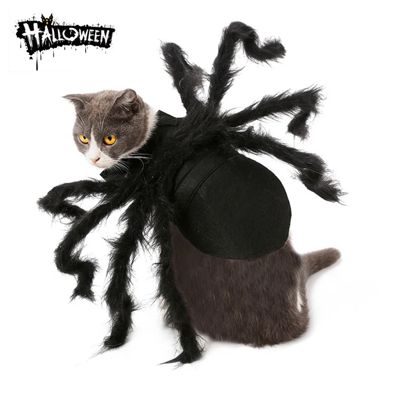 

5PC Halloween Pet Spider Clothes Puppy Plush Spider Cosplay Costume For Cats Party Cosplay Funny Outfit Simulation Black Spider