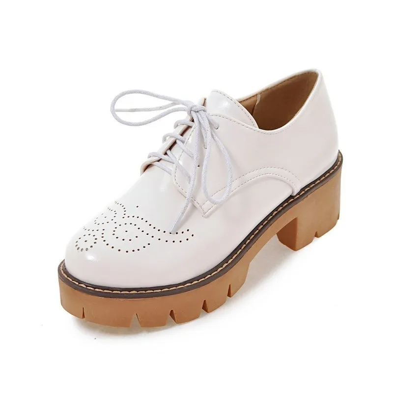 VIGOR FRESHNESS Woman Shoes Spring Pumps Brogue Women Oxford Shoes Autumn British Style Ladies Platform Shoes Heels 5CM MY170