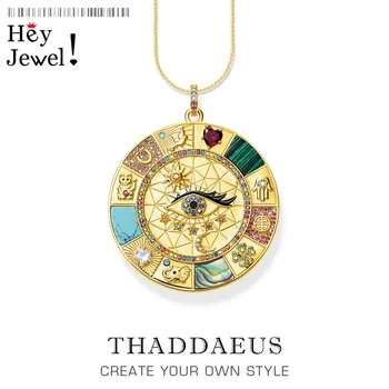 Necklace Amulet Magical Lucky Symbols,2021 New Fine Jewelry Europe 925 Sterling Silver Bijoux Wheel Of Fortune Gift For Women