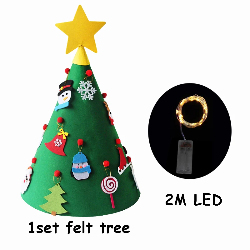 СВЕТОДИОДНЫЙ 3D DIY Войлок Рождественская елка Navidad рождественские украшения для дома Natal дети подарок на год игра керст дерево орнамент Декор - Цвет: felt tree 2m LED