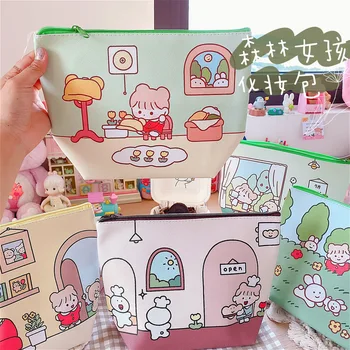 

Women Cosmetic Bags Zipper Makeup Bag PU Leather Large capacity Handbag Portable Travel Beauty Wash Organizer Bag Pouch