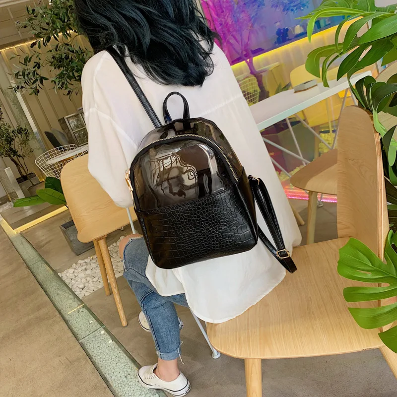 

Summer backpack Joker foreign style fashion new small fresh and lovely transparent fairy tide goddess fan back