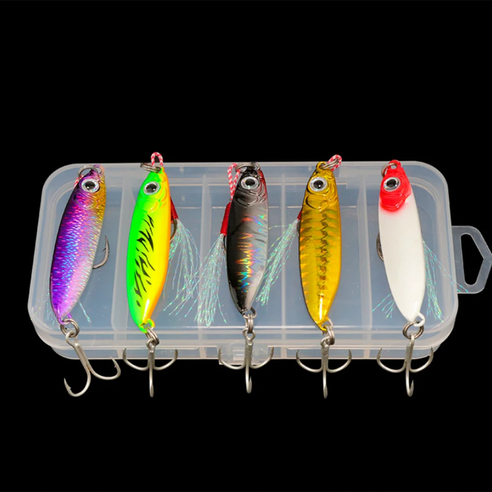 

5pcs/Box 5-20g Metal Spinner Fishing Lure Laser Wobblers Jerkbait Vibe Vib Bionic Fake Fish Luya Bait Artificial Set for Bass