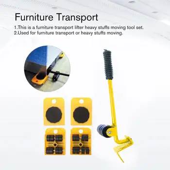 

Furniture Transport Lifter Heavy Stuffs Moving Tool Set Furniture Mover Tool 4 Wheeled Mover Roller+1 Wheel Bar Hand Tools