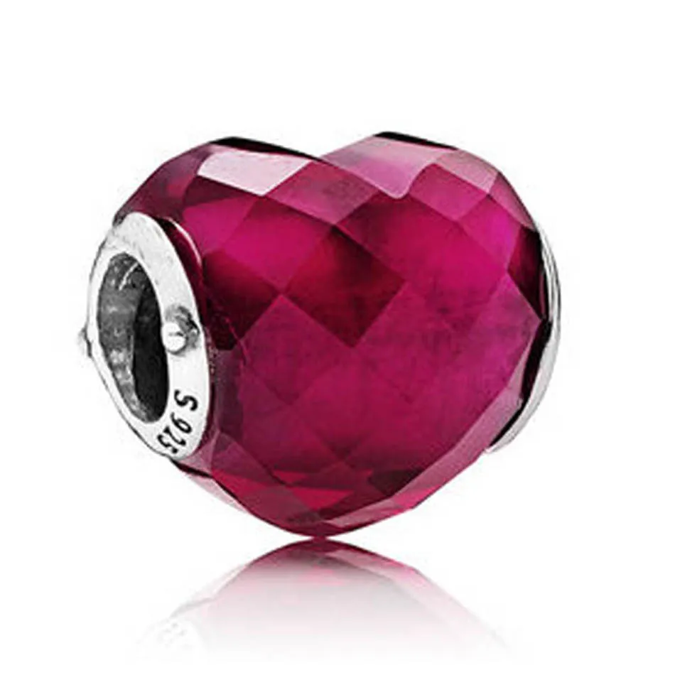 

Authentic 925 Sterling Silver Fuchsia Shape Of Love Bead Charm fit Lady Bracelet Bangle For Women DIY Jewelry Making