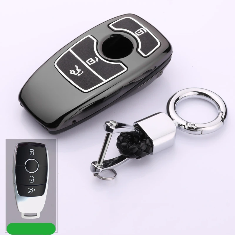 Чехол для ключей из цинкового сплава для Mercedes Benz W203 W210 W211 W124 W202 W204 W212 W176 AMG EClass W213 S класс - Название цвета: E-black