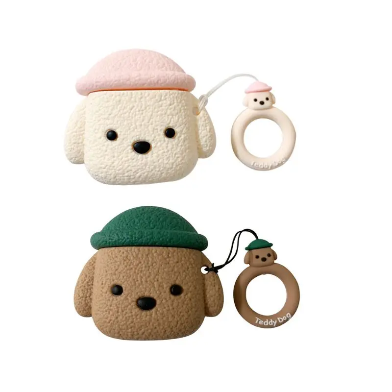 

Cute Teddy Bear Protective Case Silicone Cover with Lanyard for Airpods 1/2 Kit