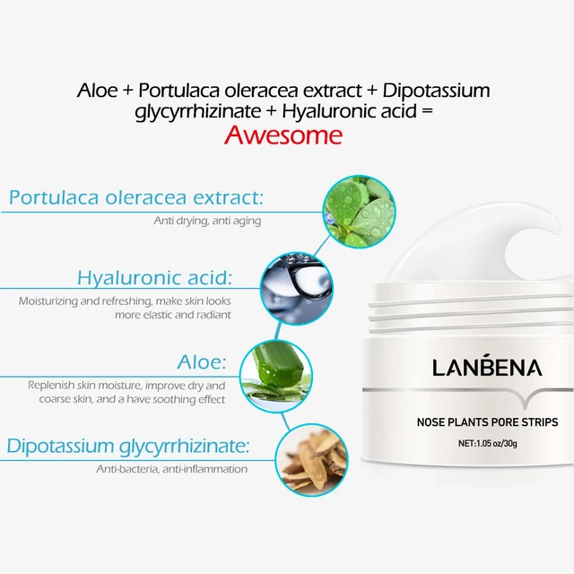 LANBENA Blackhead Acne Remover Face Mask Pore Dirt Strip Tearing Peeling Peel Off Nose Mask Nasal