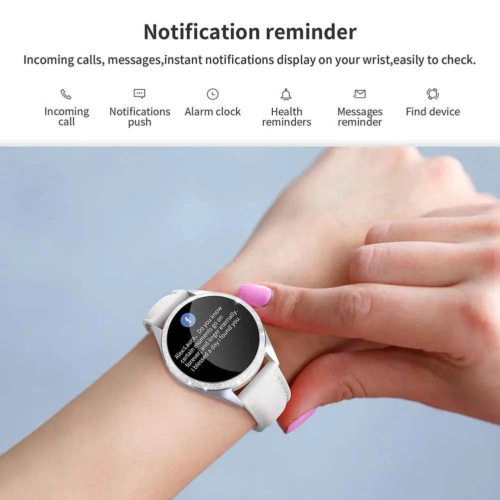 KW20 Metal Smart Female Watch Touch Screen IP68 Bluetooth Smart Bracelet Heart Rate Monitor Multi-Sports Modes Fitness Tracker