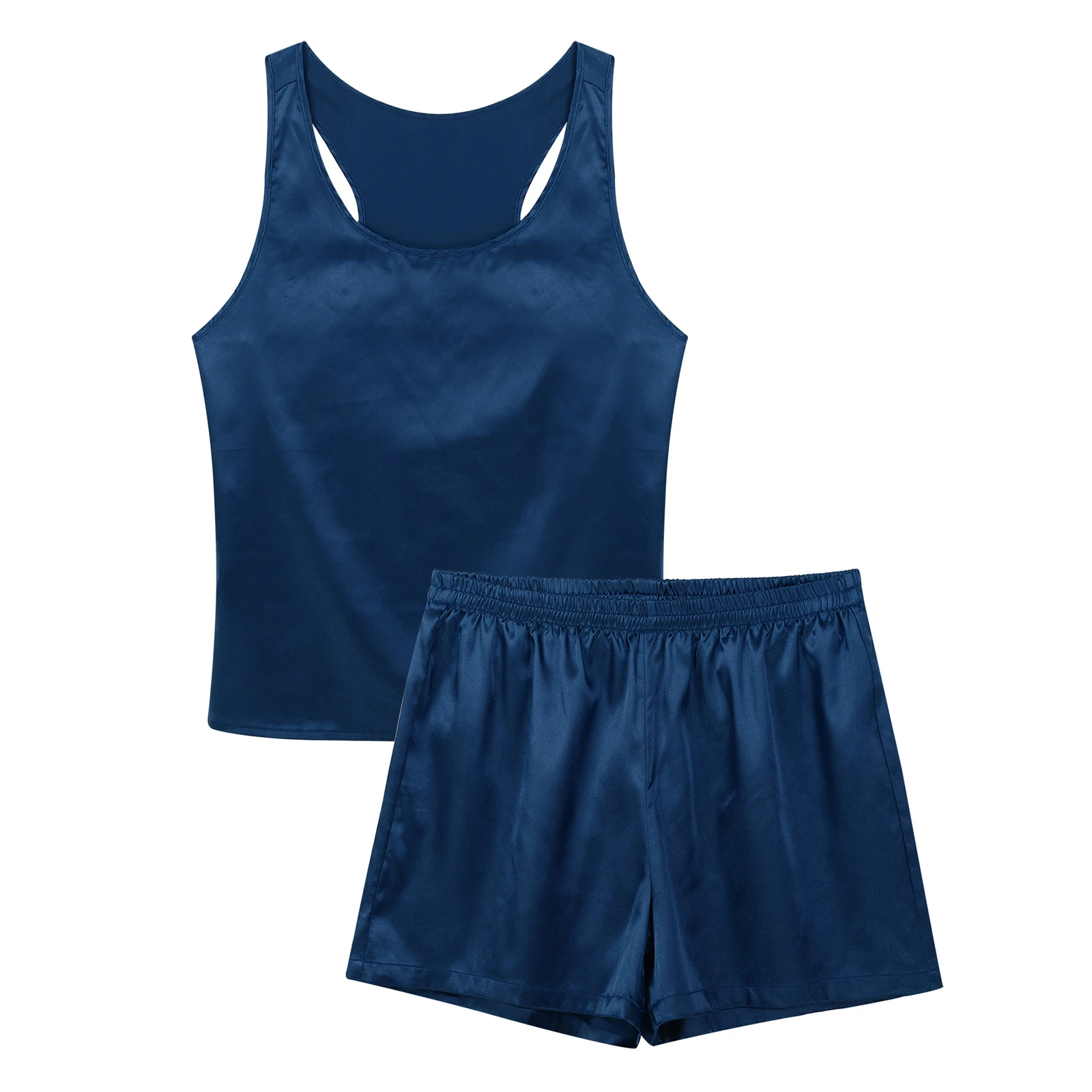 

Mens Satin Pajamas Set Nightwear Sleeveless Tank Top Shorts Sleepwear Nightclothes Summer Pajamas Nightgown Loungewear
