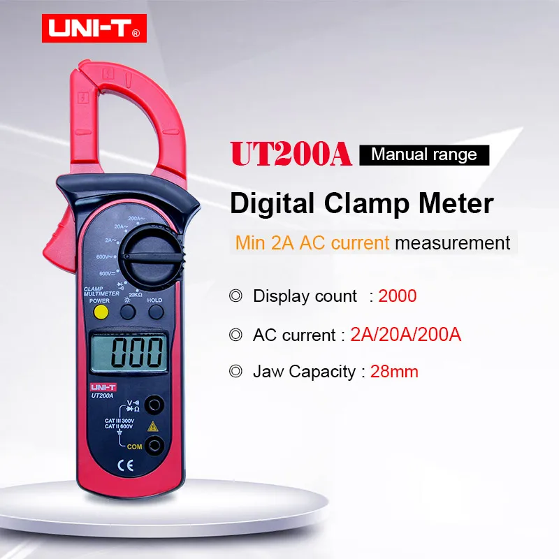 

UNI-T UT200A LCD Digital Clamp Multimeter Backlight Ohm DMM DC AC Voltmeter AC Ammeter