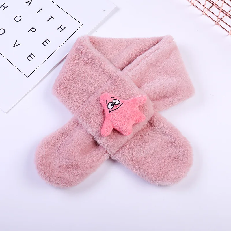 deep pink Детские шарфы, Осень-зима, новинка, имитация кроличьей шерсти, детский шарф, Осень-зима, детский воротник, Корейская версия, плюшевые утепленные нагрудники-шарфы для мальчиков и девочек, подарок для детей - Цвет: deep pink