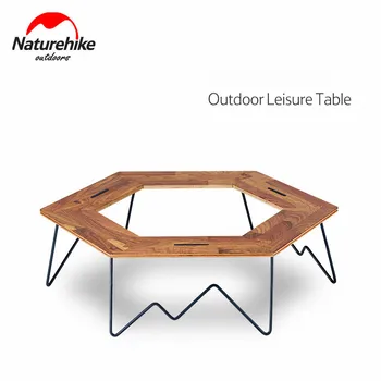 

Naturehike Camping Table Adjustable Length Camping Equipment Easy Installation Hexagonal Folding Table Panel Iron Beach table