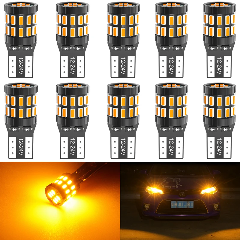 Katur 10Pcs T10 LED Canbus W5W LED Bulb Auto Lamp 3014 30SMD Car Interior  Light 194 168 Light Bulb White Red Yellow No Error 12V - AliExpress