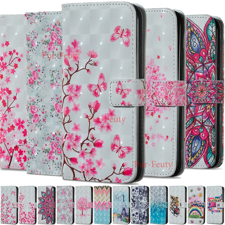 Чехол-книжка с цветочным рисунком для Huawei P40 Pro Y5P Y6P Y7P P Smart 2020 Y7 2019 Honor 8 9 10 Lite P9 2017