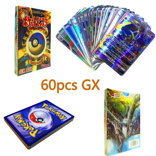Покемон карты GX Мега Сияющий Такара TOMY карты игры битва карт торговые карты игра детская игрушка - Цвет: 60pcs-GX