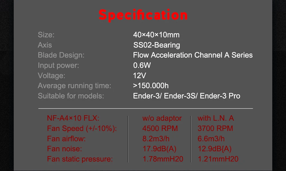 Noctua NF-A4x10 FLX вентилятор 5/12V 4010 вентилятор охлаждения вентилятор 40x40x10 мм 17,9 дБ(A) охлаждающий вентилятор радиатора для Ender 3 Pro 3D-принтеры Запчасти