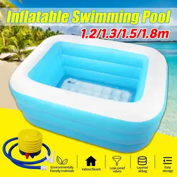 

120/130cm Inflatable Swimming Pool Adults Kids Pool Bathing Tub Outdoor Indoor Swimming Pool and Foot pump