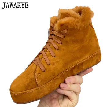

Real Suede Leather Women Fur Sneakers Shoes All Match Winter Comfort Casual Shoes Leisure Lace Up Walking Driving Shoes
