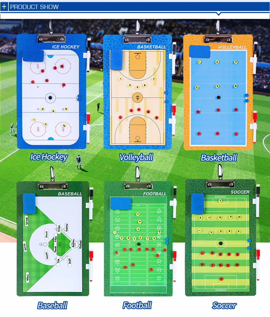 Новое поступление Бейсбол Хоккей Футбол Баскетбол волейбол футбол ПВХ тактическая доска тренера с ручкой шахматная доска ластик