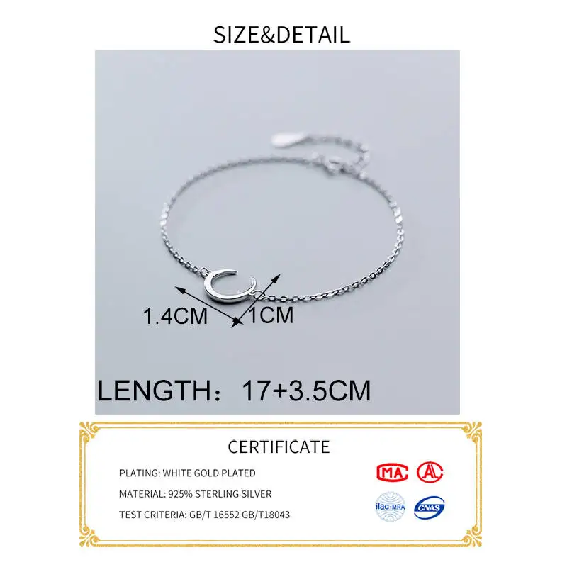 PONYKISS, настоящее 925 пробы, серебряный, глянцевый, с Луной, браслеты на цепочке, женские, вечерние, нежные, простые, аксессуар, шикарный, подарок на день рождения