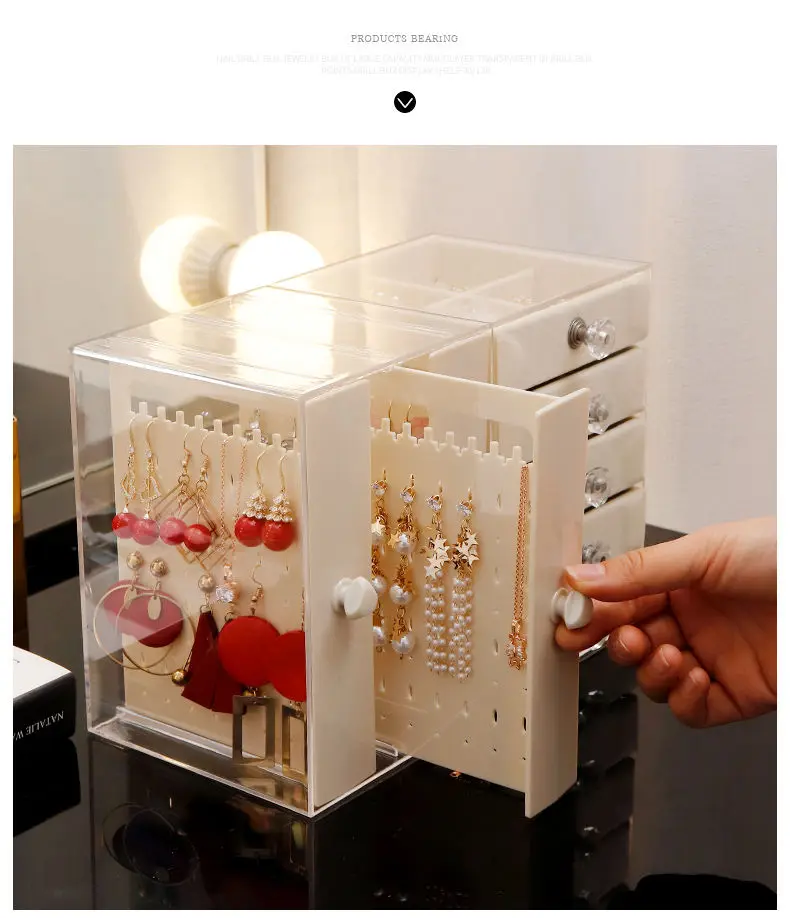 Large Capacity Jewelry Storage Box, Transparent Display Stand, Dustproof Jewelry Jewellery Necklace Bracelet, Organize Drawer