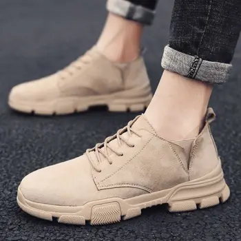 

2019 Winter Men Boots Leather High Top Lace-Up Snow Boots Warm With Fur Lightweight Waterproof Ankle Shoes New Large Size Y2-99