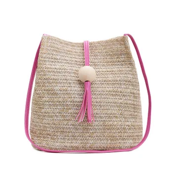 

2020 hot Casual woven one-shoulder straw bag ins summer new wild bucket beach bag portable female bag torebka damska