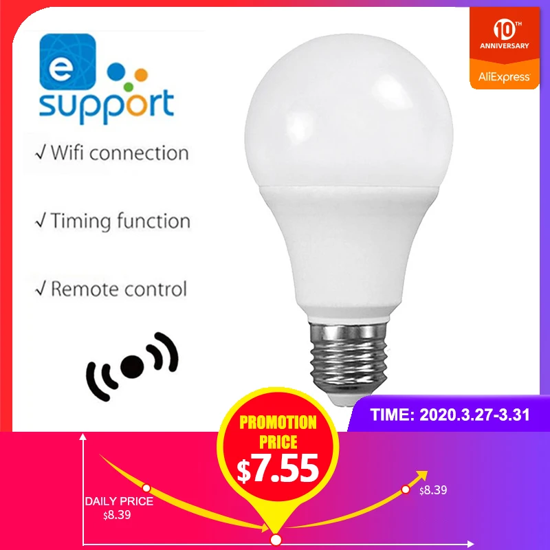 Ewelink Smart Wifi Led Light Bulb Warm Cold Works With Alexa