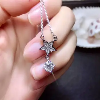 

shilovem 925 silver sterling Moissanite Diamond pendants women classic wedding fine Christmas gift new vvs 6mm mz060609agmoz