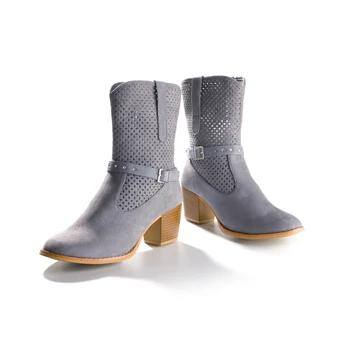 

Botines de tacon efecto ante con cana troquelada mujer - 441052