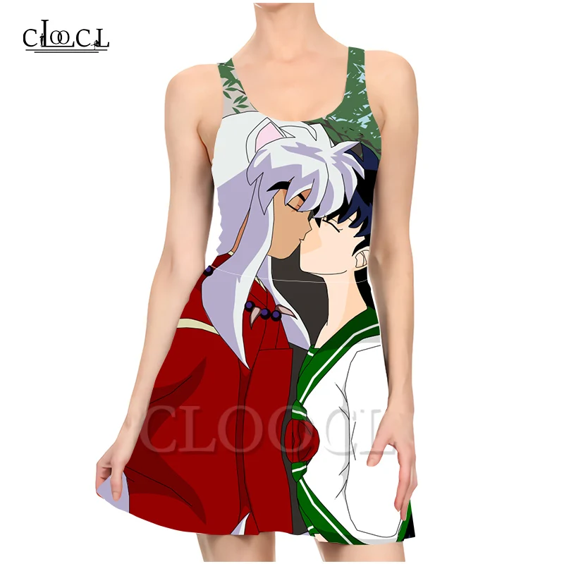 

CLOOCL Japanese Anime Inuyasha 3D Print Women Fashion Casual Sleeveless Dress New Sexy Slim Summer Beach Style