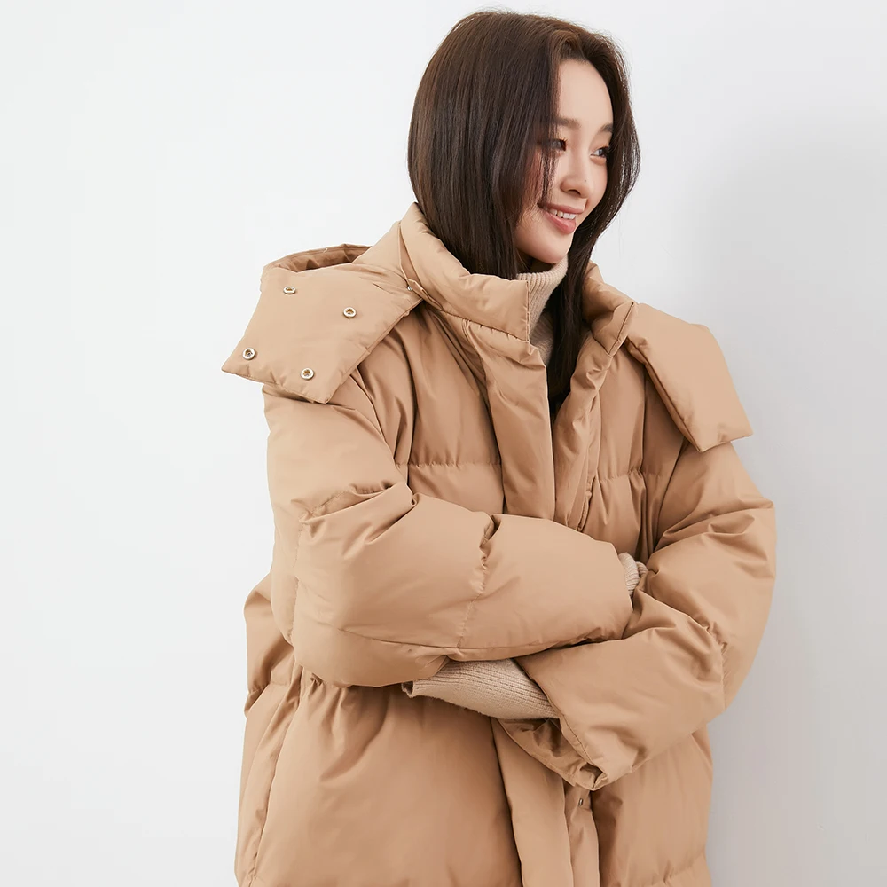 YAYA Women's Duck Down Jacket Winter Long Over-The