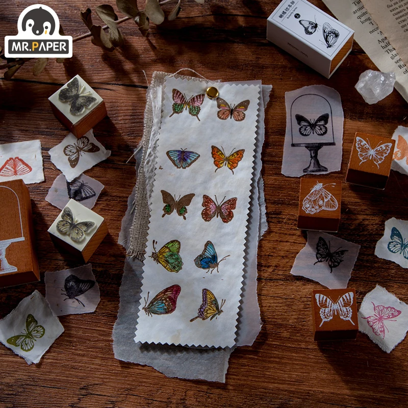 Mr.Paper Butterfly Specimen Retro Style Wooden Rubber Stamps Handal for Scrapbooking Deco Craft Wooden Stamps Standard Size Gifs 4 Mr.Paper Butterfly Specimen Retro Style Wooden Rubber Stamps Handal for Scrapbooking Deco Craft Wooden Stamps Standard Size Gifs 4
