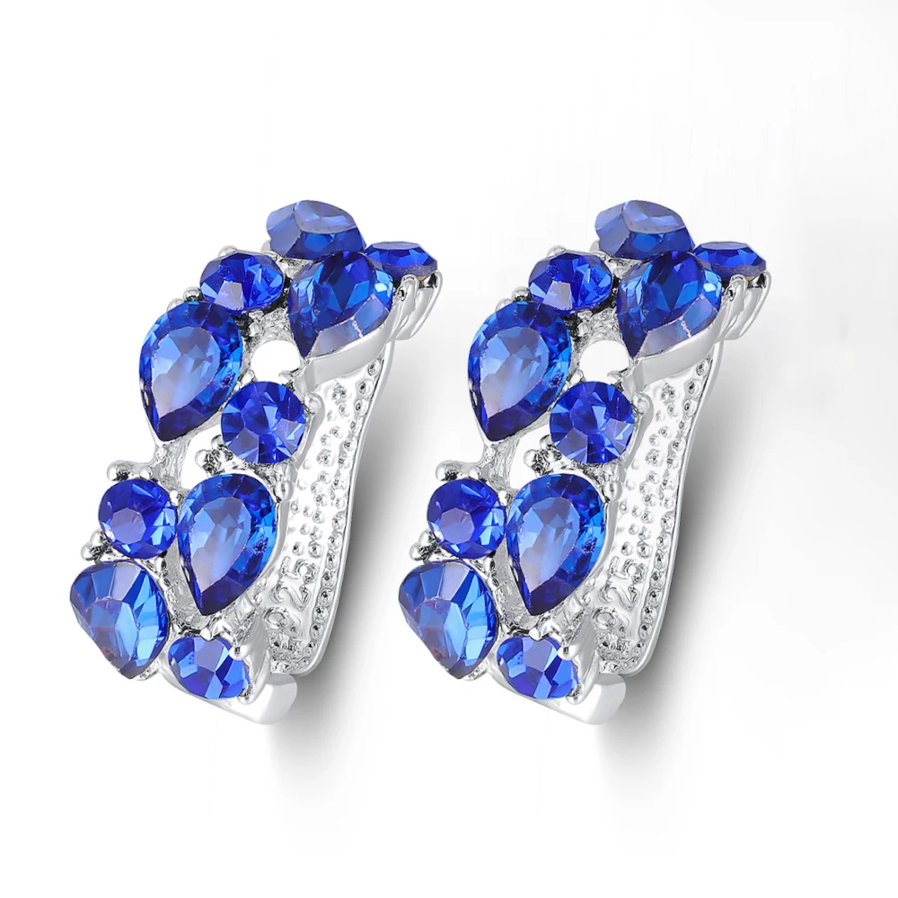 Классические серьги-кольца для женщин, модные женские серебряные серьги с разноцветными кристаллами и цирконием, модные ювелирные изделия - Окраска металла: Classic Earring