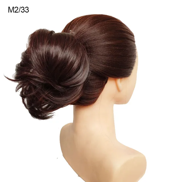 Jeedou Messy Chignon Donut Hair Bun Pad Elastic Hair Rope Rubber Band Synthetic Hairpiece Gary Brown Color S-M2-33