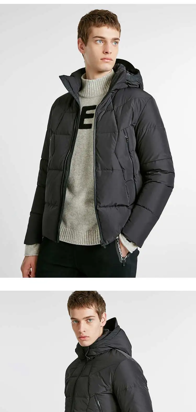 JackJones зимняя мужская трендовая пуховая куртка с капюшоном Модная парка пальто мужская одежда 218412511