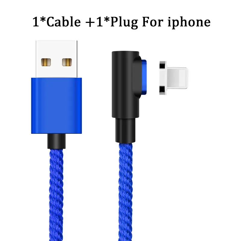 Blue for iphone Магнитный кабель Vanniso 1 м 2 м Micro usb type C Быстрая зарядка 3A Microusb type-C магнитное зарядное устройство usb c для iphone X Xr Xs usb кабель - Цвет: Blue for iphone