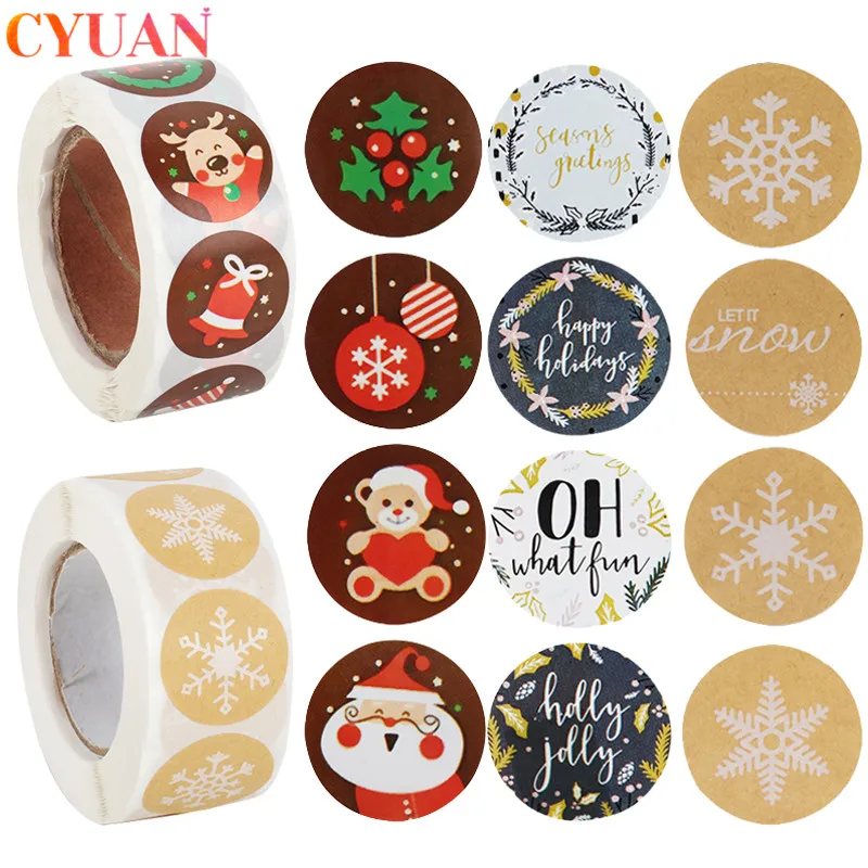 Decoration Stickers Envelope-Package Seal-Labels Snowflake Christmas-Gift 500pcs Xmas
