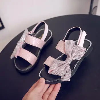 

2020 Children's sandals pu leather sandals for girls princess fashion sandals summer big bowtie kids beach sandals size 26-36