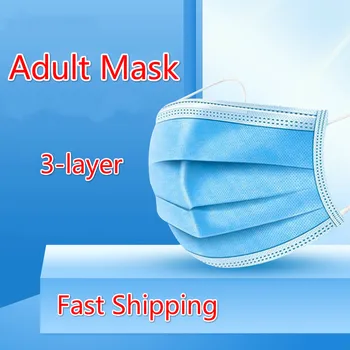 

100-500pcs Black/blue/white Disposable Civil Three-layer Mask with Meltblown Non-woven Fabric Dustproof Breathable Adult Mask