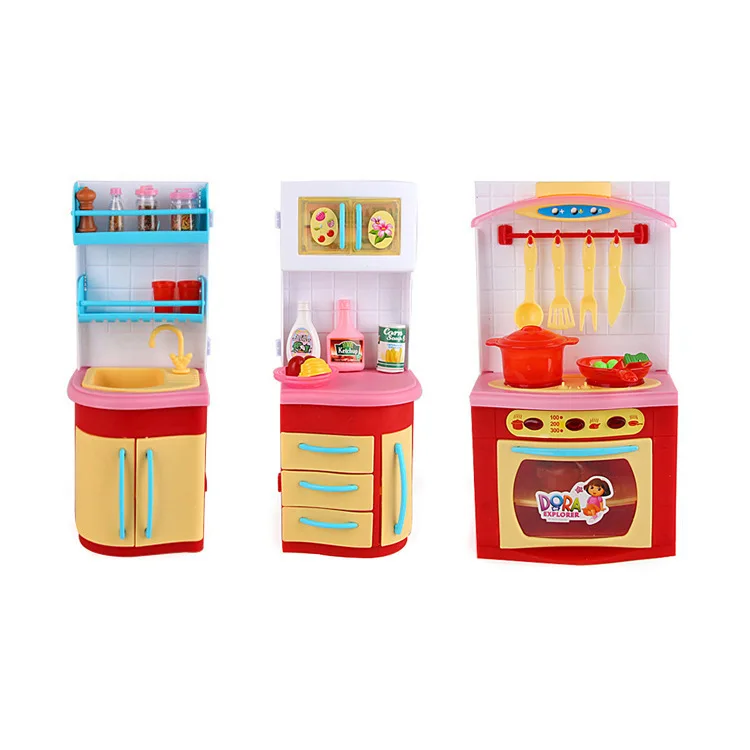 

Group Dora Children Oven Kitchen Packaged Combination Light Included Light Music Play House Toys with Doll