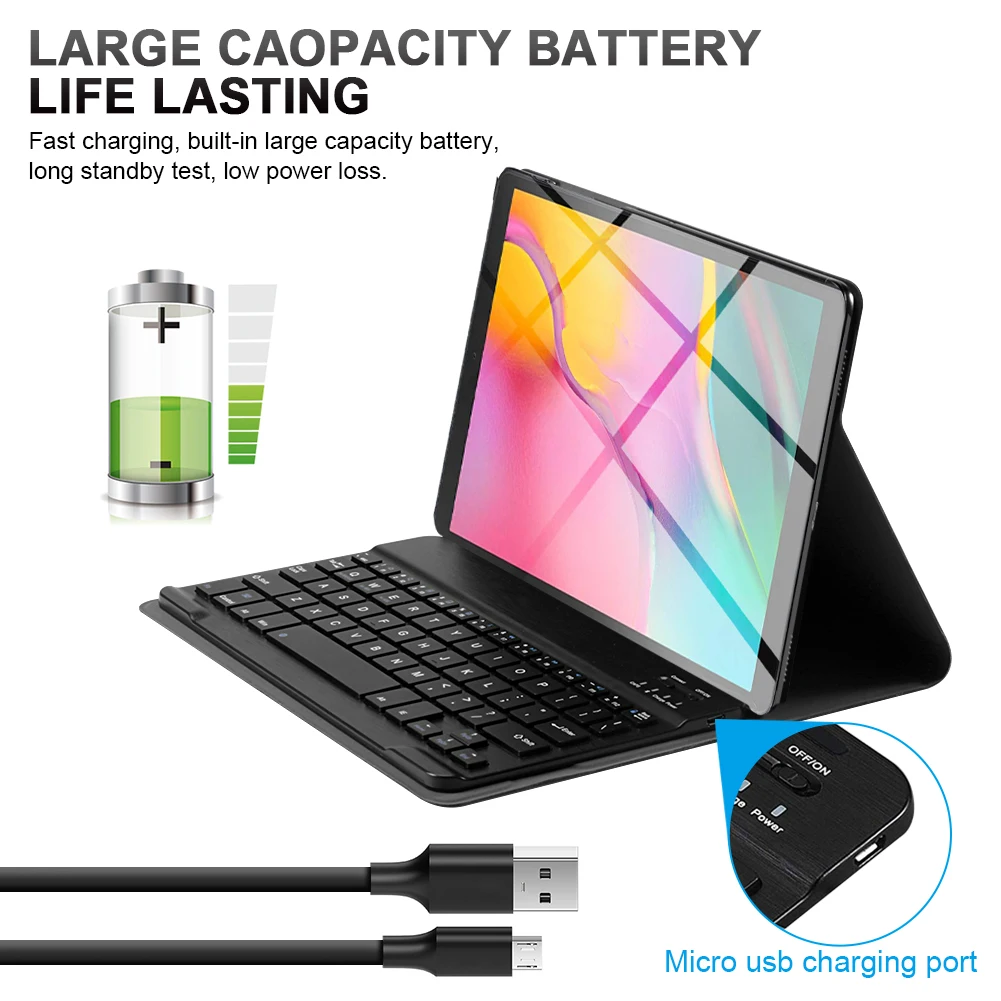  USA/FR/GER Keyboard Case For Samsung Galaxy Tab A 10.1 2019 T510 T515 Tablet Case Pu Leather Detach