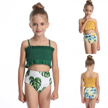 

2020 summer Girls Swimwear Mother And Daughter Print Two Piece Swimsuit Matching Swimsuit Clothing for 5-14 years kids