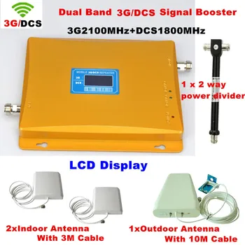 

Full sets!3G/DCS cell phone signal repeater amplifier with dual band 1800 & 3G 2100MHz + 2 pcs indoor antenna + outdoor antenna
