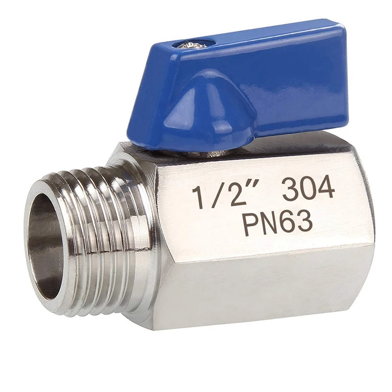 Ball Valve 1/2 inch 304 Stainless Steel Mini Ball Valve Female and Male NPT Great for Shower Head Flow Control
