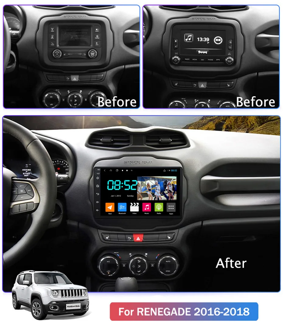 Android 8,1 автомобильный DVD 1din мультимедийная Navi система для Jeep Renegade- Автомобильный gps навигатор стерео головное устройство BT SWC wifi