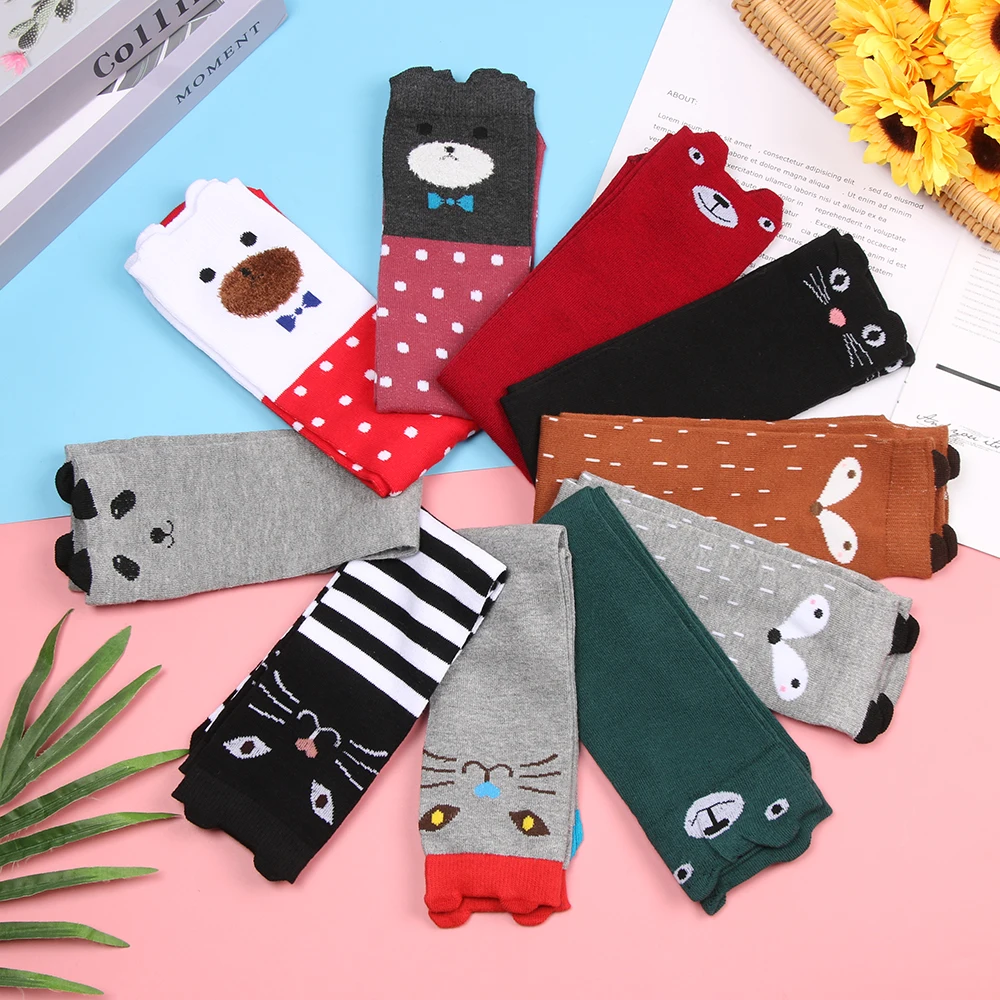3-12 Years Kids Cute Cartoon Cotton Socks Children Animal Bear Pattern Socks Baby Girls Knee High Long Legs Warmers Socks