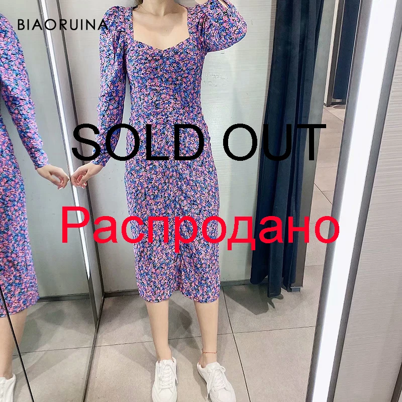 Женское длинное платье с цветочным принтом BIAORUINA винтажное завязками на спине
